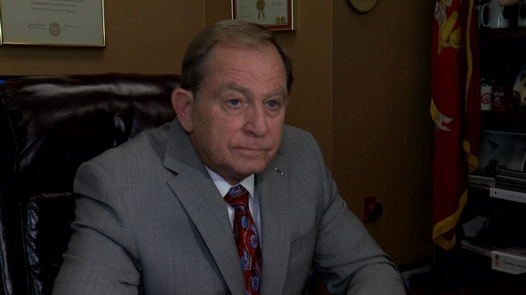 Judge Guy Williams addresses reporters in his chambers at the 148th District Court Wednesday