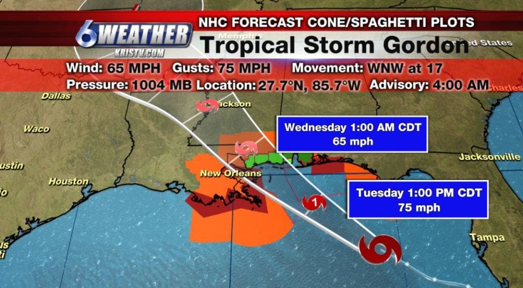 Tropical Storm Gordon 4AM Advisory from the National Hurricane Center.